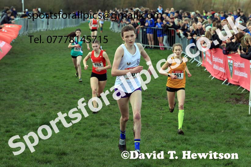 Intermediate Girls 2024 English Schools Cross Country Champs., Pontefract, March 16th.  Photo: David T. Hewitson/Sports for All Pics